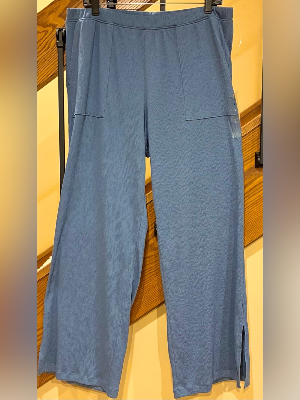 Gap Pants Crinkle Sleep Wide Leg  Pockets Cornflower Blue  SZ. Lg NWT